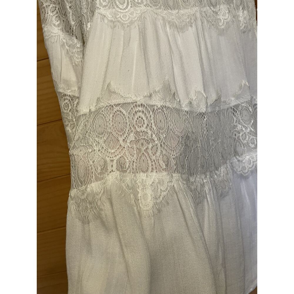 MINKPINK Dress women’s XS White Faithful Lace Tiered  Cotton Mix White Tunic - Picture 6 of 9